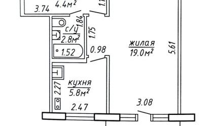 Купить 1-комнатную квартиру, Новополоцк, Молодёжная, 55. Фото 14