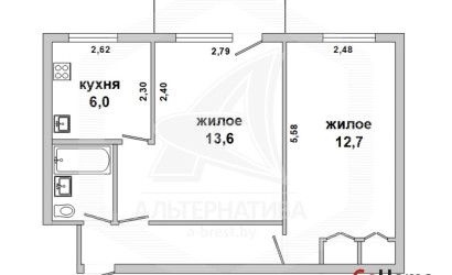 Купить 2-комнатную квартиру, Брест, Центр, б-р Космонавтов. Фото 1