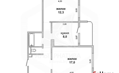 Купить 2-комнатную квартиру, Брест, Ковалево, ул. Суворова. Фото 12