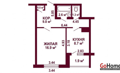  3-этаж.(36.5 м2), Гродно(Клецкова, 102)