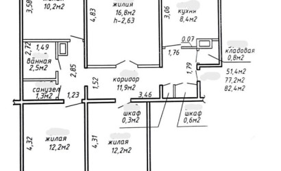 Купить 4-комнатную квартиру, Гомель, Речицкий, 83. Фото 9