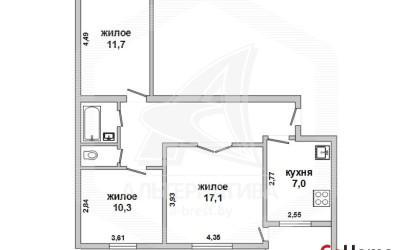 Купить 3-комнатную квартиру, Брест, Дубровка, ул. Сосновая. Фото 1