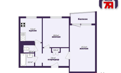 Купить 2-комнатную квартиру, Слуцк, Чехова ул., 45. Фото 1