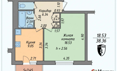 Купить 1-комнатную квартиру, Витебск, Чкалова, 38. Фото 1