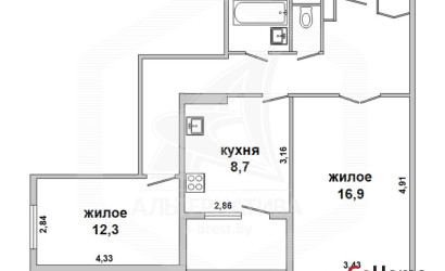 Купить 2-комнатную квартиру, Брест, Ковалево, ул. Волгоградская. Фото 11