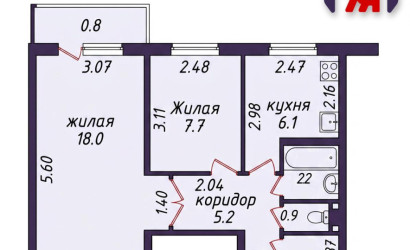 Купить 2-комнатную квартиру, Солигорск, Козлова ул., 32. Фото 5