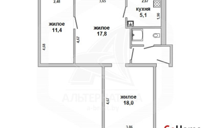 Купить 3-комнатную квартиру, Брест, Южный, ул. Защитников Отечества. Фото 13