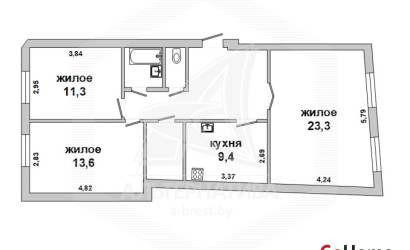 Купить 3-комнатную квартиру, Брест, Центр, пр-т Машерова. Фото 1