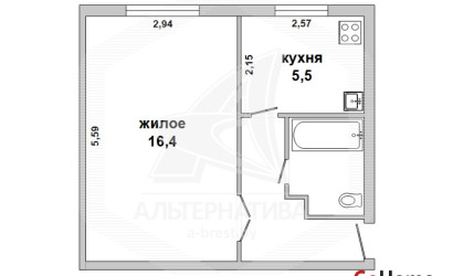 Купить 1-комнатную квартиру, Брест, Центр, ул. Халтурина. Фото 1