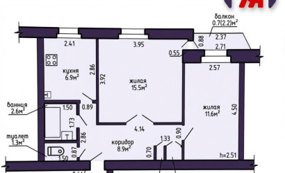 Купить 2-комнатную квартиру, Вилейка, Желтко ул., 31. Фото 16