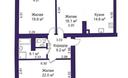 Купить 3-комнатную квартиру, Минск, Полиграфический 1-й пер., 4(Советский район). Фото 16