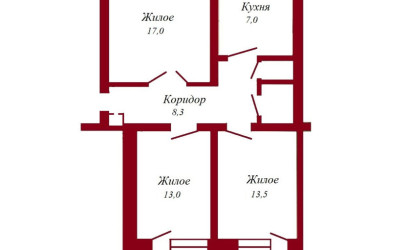 Купить 3-комнатную квартиру, Пинск, 60 лет Октября, 32. Фото 13