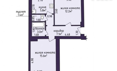 Купить 2-комнатную квартиру, Молодечно, Мовчанского ул., 1. Фото 12