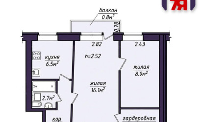 Купить 2-комнатную квартиру, Молодечно, Притыцкого ул., 2. Фото 2
