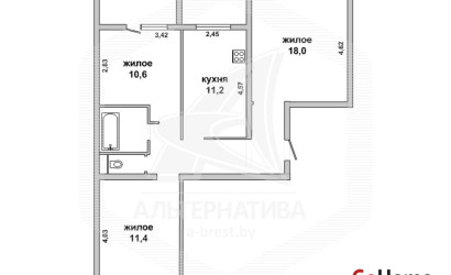 Купить 3-комнатную квартиру, Брест, Центр, ул. Воровского. Фото 1