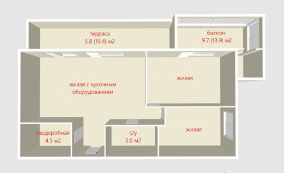 Купить 3-комнатную квартиру, Ратомка, Солнечный Пляж ул., 11. Фото 2