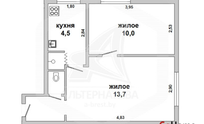 Купить 2-комнатную квартиру, Брест, Центр, пр-т Машерова. Фото 1