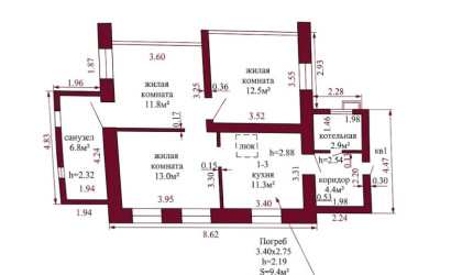 Купить 3-комнатную квартиру, Гродно, Захарова, 43. Фото 14