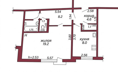  3-этаж.(36.5 м2), Гродно(Клецкова, 102)