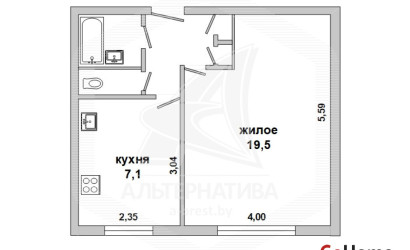 Купить 1-комнатную квартиру, Брест, Центр, наб. Франциска Скорины. Фото 1