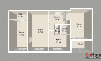 Купить 3-комнатную квартиру, Минск, Пушкина просп., 36 (Фрунзенский район). Фото 25