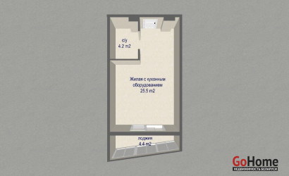 Купить 1-комнатную квартиру, Минск, Жореса Алфёрова ул., 12 (Октябрьский район). Фото 2