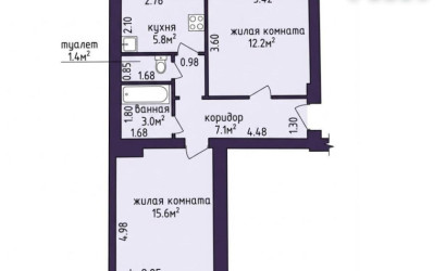 Купить 2-комнатную квартиру, Молодечно, Мовчанского ул., 1. Фото 6