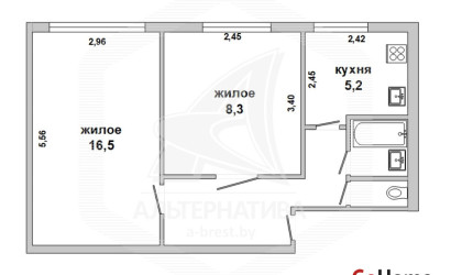 Купить 2-комнатную квартиру, Кобрин, , . Фото 1