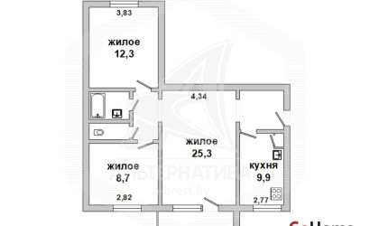 Купить 3-комнатную квартиру, Брест, Дубровка, ул. Дубровская. Фото 12