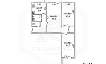 Купить 3-комнатную квартиру, Брест, Центр, наб. Франциска Скорины. Фото 1