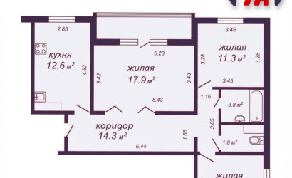 Купить 3-комнатную квартиру, Минск, Одинцова ул., 48 (Фрунзенский район). Фото 21