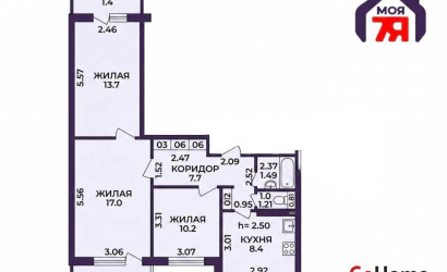 Купить 3-комнатную квартиру, Солигорск, Ленина ул., 36. Фото 10