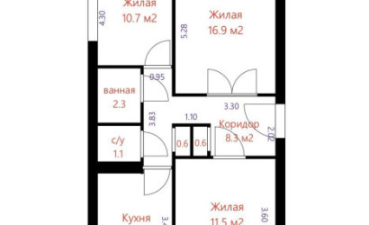 Купить 3-комнатную квартиру, Вишневка, Центральный пер.. Фото 17