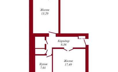 Купить 2-комнатную квартиру, Пинск, Брестская, 85. Фото 13
