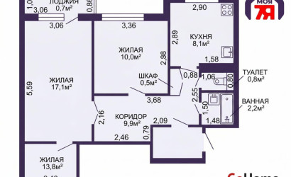  54.7 м2, Слуцк(Чапаева 1-й пер., 2)