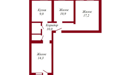 Купить 3-комнатную квартиру, Пинск, Веры Хоружей, 23. Фото 17