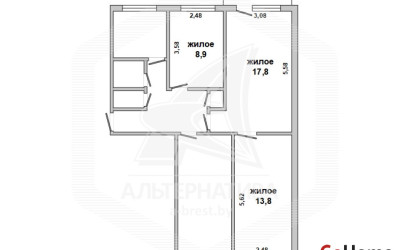 Купить 4-комнатную квартиру, Брест, Заводская, ул. Янки Купалы. Фото 13