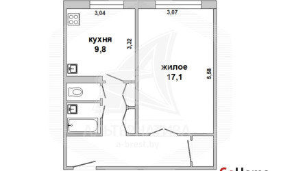 Купить 1-комнатную квартиру, Брест, Граевка, ул. Красногвардейская. Фото 1