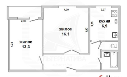 Купить 2-комнатную квартиру, Кобрин, , . Фото 1