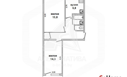 Купить 2-комнатную квартиру, Брест, Центр, ул. Комсомольская. Фото 1