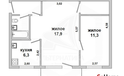 Купить 2-комнатную квартиру, Кобрин, , . Фото 1