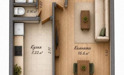 Купить 1-комнатную квартиру, Минск, Логойский, 27 (Советский район). Фото 15