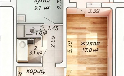 Купить 1-комнатную квартиру, Минск, Чичурина, 12 (Фрунзенский район). Фото 3