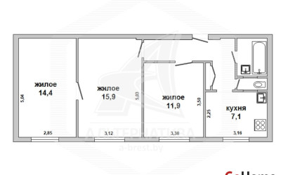 Купить 3-комнатную квартиру, Брест, Центр, ул. Карла Маркса. Фото 7