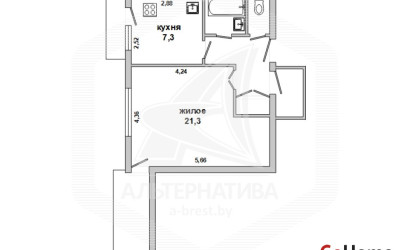Купить 1-комнатную квартиру, Брест, Центр, ул. Пушкинская. Фото 5