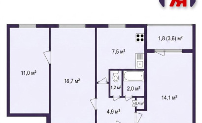 Купить 3-комнатную квартиру, Минск, Куйбышева ул., 44 (Советский район). Фото 5