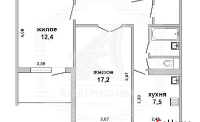 Купить 2-комнатную квартиру, Брест, Ковалево, ул. Волгоградская