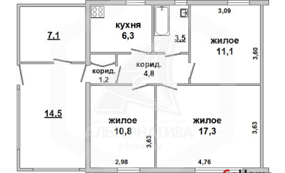 Купить 3-комнатную квартиру, Ходосы, , . Фото 10