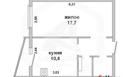 Купить 1-комнатную квартиру, Брест, Речица, ул. Адамковская. Фото 19