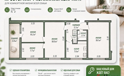 Купить 4-комнатную квартиру, Минск, Брестская, 76 (Октябрьский район). Фото 2